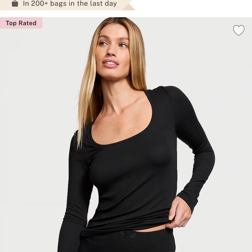 NWT VS Ribbed Modal Scoop Long-Sleeve Shortie Set